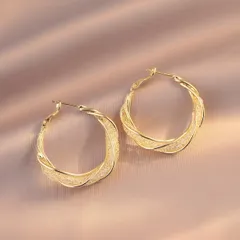 ゴールド ツイスト フープピアス クリスタル レディースアクセサリー EF011