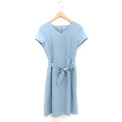 プラステ PLST ワンピース キーネック ロング フレア プルオーバー ウエストリボン 半袖 M 緑 ミントグリーン /TT