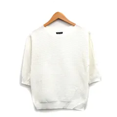 インディヴィ INDIVI ニット セーター 七分袖 コットン シンプル 5 ホワイト 白 /KT19