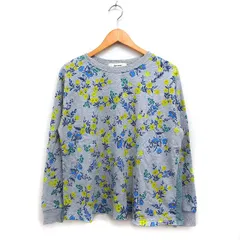 スーパーハッカ SUPER HAKKA フラワープリント スウェット トレーナー 素材切替 コットン 綿 グレー 灰 /FT20