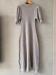 レース ロング ワンピース グレー エレガント クロシェ