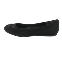 ANTEPRIMA(アンテプリマ) フラットシューズ 24 レディース - 黒 フラワー(花)/ラメ