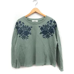 スーパーハッカ SUPER HAKKA スウェット トレーナー フラワー刺繍 コットン 綿 グリーン 緑 /FT45