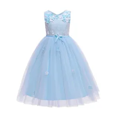 子どもドレス 子供 ワンピース 結婚式 ピアノ発表会 お祝い日 演奏会 音楽会 ピンク グリーン ブルー 子供ドレス フラワーガール ジュニア ロング ミモレ サックス ピンク 写真撮影 入園式 入学式 子供服 110- 150