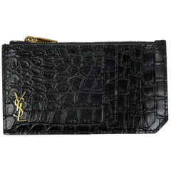 サンローラン SAINT LAURENT ロゴ カードケース タイニー モノグラム コインケース カードケース レザー ブラック 629899 メンズ 【中古】