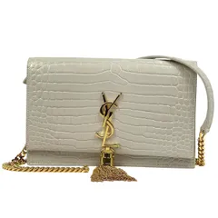 サンローラン SAINT LAURENT ケイト チェーン ウォレット クラッチバッグ タッセル ショルダーバッグ レザー ベージュ 452159 レディース 【中古】