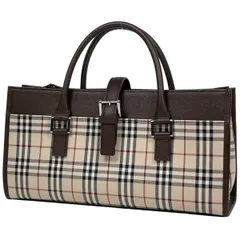バーバリー BURBERRY チェック柄 ハンドバッグ キャンバス ベージュ ブラウン レディース 【中古】