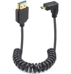 マイクロHDMI to HDMIケーブル、 90度 L 型 Micro HDMI to HDMI変換アダプターケーブル、8K@60Hz 48Gbps マイクロHDMIケーブル
