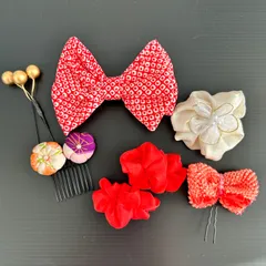 A10 七五三 着物リメイク 髪飾り リボン ヘッドドレス お花 3歳 7歳