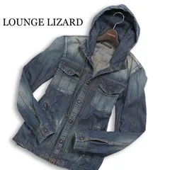 LOUNGE LIZARD ラウンジリザード 通年 ダメージ加工★フードワイヤー gジャン デニム シャツ ジャケット Sz.1 メンズ 日本製