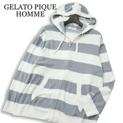 25AW GELATO PIQUE HOMME ジェラートピケ オム 通年★ スムーズィーlite2ボーダーパーカー pmnt252900 Sz.L メンズ 灰