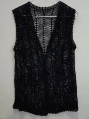 ヴィンテージ Y2K パンク メッシュ エンブロイダリー メッシュ ニット ベスト