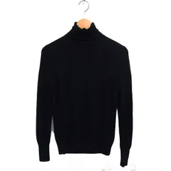ユニクロ UNIQLO タートルネック ニット セーター ウール リブ ハイゲージ 長袖 M 黒 ブラック /NT32