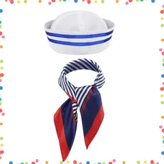 【特価商品】キャプテン 変装衣装 水兵さん パーティー スカーフ 舞踏会 セーラーハット ユニフォーム コスプレ衣装 船長 ハロウィン 組員 2点セット 仮装コスチューム 海軍帽子コスプレ 親子ペア [AUZOEYTOYK]