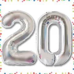 【特価セール】大きい 誕生日 数字 飾り付け ナンバー バルーン アルミ風船 40インチ 20歳 (20 シルバー)