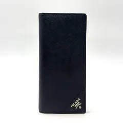 PRADA サフィアーノ 二つ折り長財布 サフィアーノレザー ブラック 財布 シルバー 2MV836