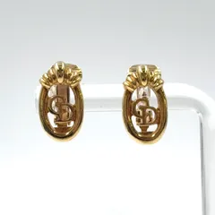 Christian Dior CDロゴ オーバル型 GP ゴールド イヤリング