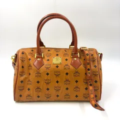 MCM ヴィセトス ショルダーバッグ レザー×PVC ブラウン ハンドバッグ ゴールド