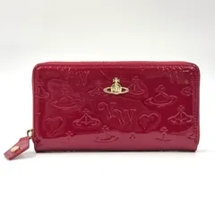 Vivienne Westwood ラウンドファスナー エナメル レッド 財布 ゴールド