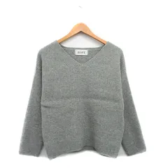 ロペ ROPE リブ ニット セーター 長袖 Vネック ウール シンプル 38 グレー 灰 /KT30