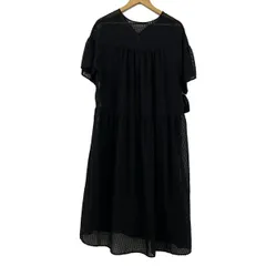 LANVIN en Bleu(ランバンオンブルー) ワンピース サイズ38 M レディース美品  - 黒 Vネック/半袖/ロング/シャツワンピ/インナー付き