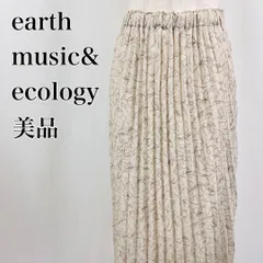 美品　earth music&ecology　アースミュージックアンドエコロジー　F　ベージュ　ゴム　花柄　総柄　ロング　プリーツスカート 3789