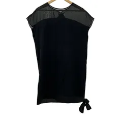 LANVIN en Bleu(ランバンオンブルー) ワンピース サイズ38 M レディース美品  - 黒 クルーネック/ミニ/シースルー/異素材切替