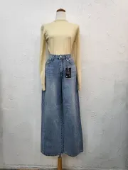 新品 ワイド デニム パンツ ズボン (S M)