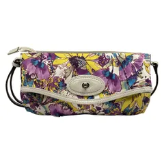 PELLE BORSA(ペレボルサ) ショルダーバッグ - パープル×イエロー×マルチ 花柄 レザー