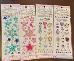 宝石型 デコレーション 立体シール 4枚セット