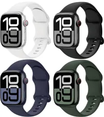 【44mm 45mm 46mm 49mm 42mm(series 3 2 1)】Apple Watch用スポーツバンド 4本パック レディース メンズ ソフトシリコン 交換用スポーツストラップ リストバンド