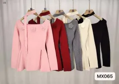 ネック スカーフ ニット オフショルダー フラワー 長袖 商品 (5 color)(新品)