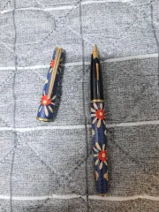 ヴィンテージ プラチナ 18k 万年筆 花柄