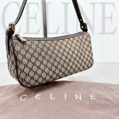 CELINE セリーヌ マカダム柄 ショルダーバッグ ポーチ ハンドバッグ ベージュ ブラウン キャンバス レザー CE00/23