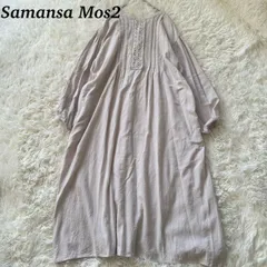サマンサモスモス Samansa Mos2 ロングワンピース ピンタック レース リボン オフホワイト フリー