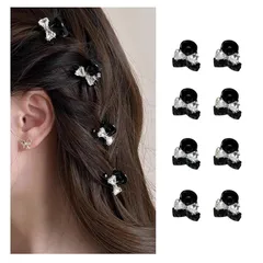 人気商品　髪留め 髪飾りクリップ ヘアピン 可愛い 小さいサイズ ヘアクリップ 可愛い ヘアアクセサリー ヘアクリップ お茶会 蝶結び 結婚式 学園祭 小さめ 文化祭 クリップ 誕生日 通勤 ラインストーン 通学 8個セット 子供 レディース ミニ クリスマス