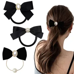 人気商品　リボン 髪飾り3個セット 大人や女の子に適したヘアアクセサリーおしゃれ髪ゴム Anboorヘアゴム パールのヘアゴムは、オフィスや入学式、結婚式などの場所に適しています