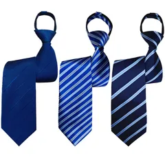 数量限定 法事 おしゃれ 礼装 父の日 カジュアル 冠婚葬祭 結婚式 就職 黒 卒業式 成人式 青 入学式 ジッパー式 ネイビー 簡単 結ばない 3本セット ストライプ 3秒装着 メンズ 洗える ワンタッチネクタイ [NASEBEMU]