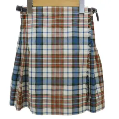 ラルフローレン RALPH LAUREN プリーツスカート 150 白系ホワイト チェック柄 ラップ フリンジ 