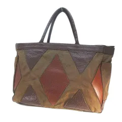 イビサ IBIZA トートバッグ レザーパッチワーク  コンビ ブラウン 茶系