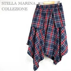 ステラ マリーナ コレツィオーネ　STELLA MARINA COLLEZIONE  【S~M】チェックスカート　アシンメトリー　フレア　ウエストゴム 変形