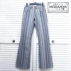 ［hu0513］Wave List ストライプ柄ブーツカット・ジーンズ・フレアパンツ　ウエスト61、ヒップ89