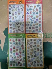 4枚 韓国 3D ぷっくり ぷくぷく ボンボン ポケモン シール ピカチュウ ゼニガメ カビゴン プリン メタモン ゲンガー イーブイ フシギダネ ヒトカゲ ニャオハ ホゲータ クワッス ワッカネズミ ブイズ