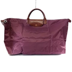 LONGCHAMP(ロンシャン) ボストンバッグ ル・プリアージュオリジナル パープル×ブラウン 折りたたみ レザー