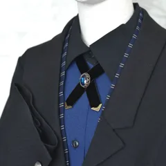 蒼王の選定｜輝く深青の装飾と漆黒のベルベットが映えるクロスタイチョーカー／メンズ アンティーク ユニセックス 王権 知性 夜会 正装