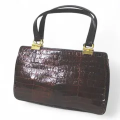 ハンドバッグ ブラウン 茶系 クロコダイル レザー