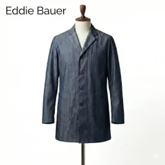 Eddie Bauer エディーバウアー ショップコート デニム調 L メンズ ネイビー ロング丈 カバーオール ワークジャケット