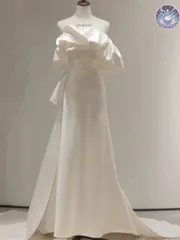 新品 未使用 レディース ウェディングドレス フォーマルドレス パーティードレス 胸元ボリューム魅力的エンパイアドレス 結婚式用