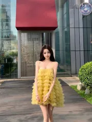 新品 未使用 レディース ウェディングドレス フォーマルドレス パーティードレス パーティー映え フェミニンミニワンピース チュールフリルデザイン