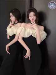 新品 未使用 レディース ウェディングドレス フォーマルドレス パーティードレス オフショルダーシンプルドレス　結婚式パーティー用 美シルエット